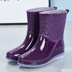 Bottes de Pluie pour Femmes à Tige Mi-Mollet et Motif Géométrique en Relief - Hiverline