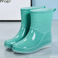 Bottes de Pluie pour Femmes à Tige Mi-Mollet et Motif Géométrique en Relief - Hiverline