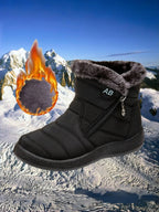 Bottes d'Hiver Femme Imperméables Fourrure Synthétique Fermeture Éclair Neige Froid - Hiverline