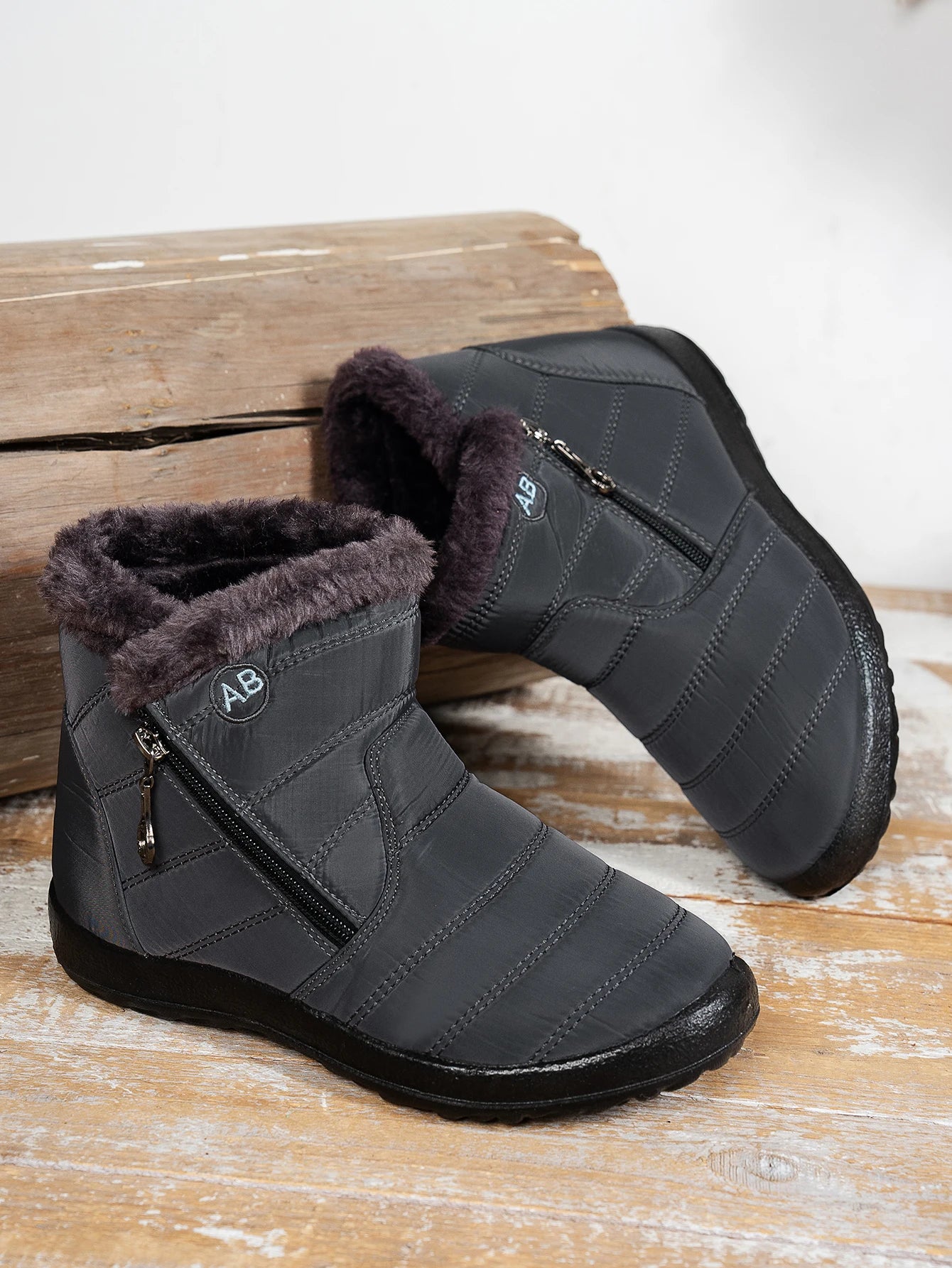 Bottes d'Hiver Femme Imperméables Fourrure Synthétique Fermeture Éclair Neige Froid - Hiverline