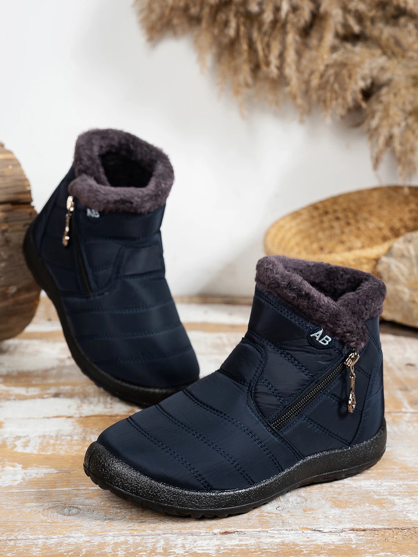 Bottes d'Hiver Femme Imperméables Fourrure Synthétique Fermeture Éclair Neige Froid - Hiverline