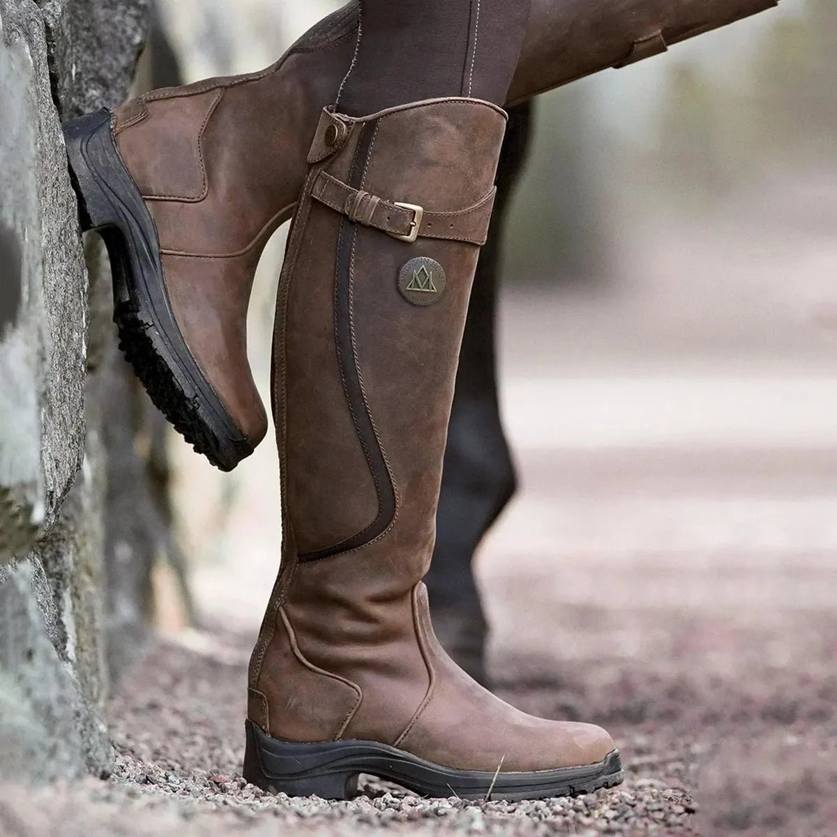 Bottes Équestres Hautes Femme Imperméables Cuir Pleine Fleur Toutes Saisons - Hiverline