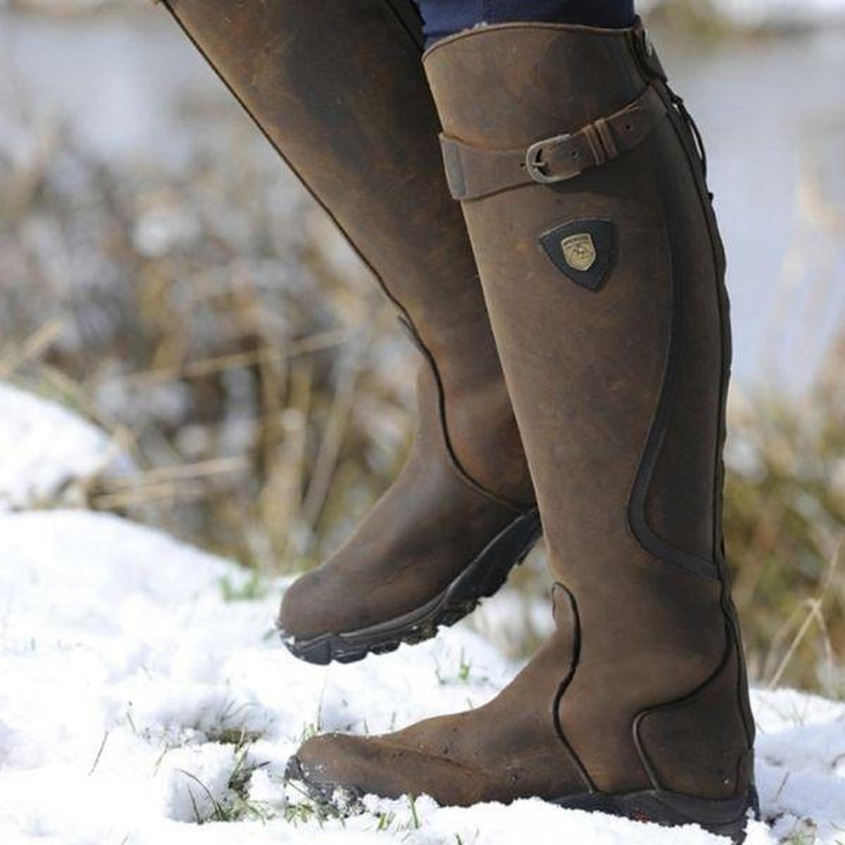 Bottes Équestres Hautes Femme Imperméables Cuir Pleine Fleur Toutes Saisons - Hiverline