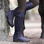 Bottes Équestres Hautes Femme Imperméables Cuir Pleine Fleur Toutes Saisons - Hiverline