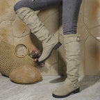 Bottes Femme Cuissardes Plates Effet Froncé à Boucles - Hiverline