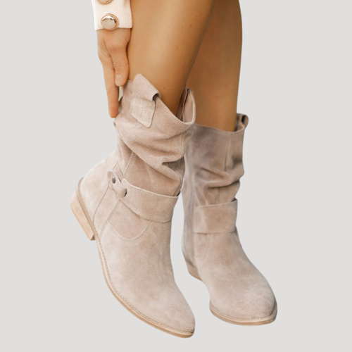 Bottes Femme Mi-Mollet Slouchy en Daim à Boucle - Hiverline