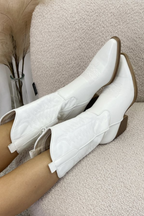 Bottes Femme Western à Tige Mi-Mollet, Bout Pointu et Talon Bloc - Hiverline