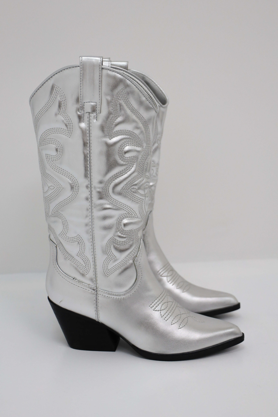Bottes Femme Western à Tige Mi-Mollet, Bout Pointu et Talon Bloc - Hiverline