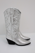 Bottes Femme Western à Tige Mi-Mollet, Bout Pointu et Talon Bloc - Hiverline