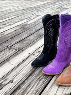 Bottes Femme Western Brodées Talon Bloc Mi-Mollet - Hiverline