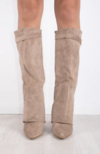 Bottes Hautes Femme à Revers en Faux Daim Bout Pointu Style Western Soirée - Hiverline
