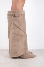 Bottes Hautes Femme à Revers en Faux Daim Bout Pointu Style Western Soirée - Hiverline
