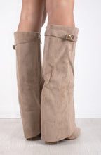 Bottes Hautes Femme à Revers en Faux Daim Bout Pointu Style Western Soirée - Hiverline