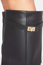 Bottes Hautes Femme à Revers Western avec Boucle Dorée — Bout Pointu Sortie Nocturne - Hiverline