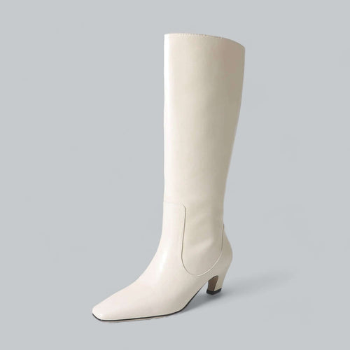 Bottes Hautes Femme Jusqu'aux Genoux Talon Moyen Carré Bureau Automne Hiver - Hiverline