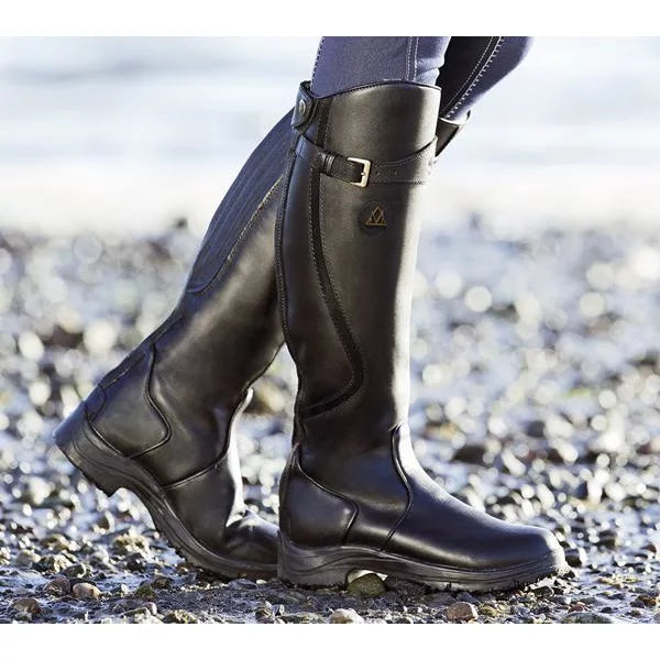 Bottes Imperméables Femme Hautes Équitation Hiver Cuir Lacets Boucle - Hiverline
