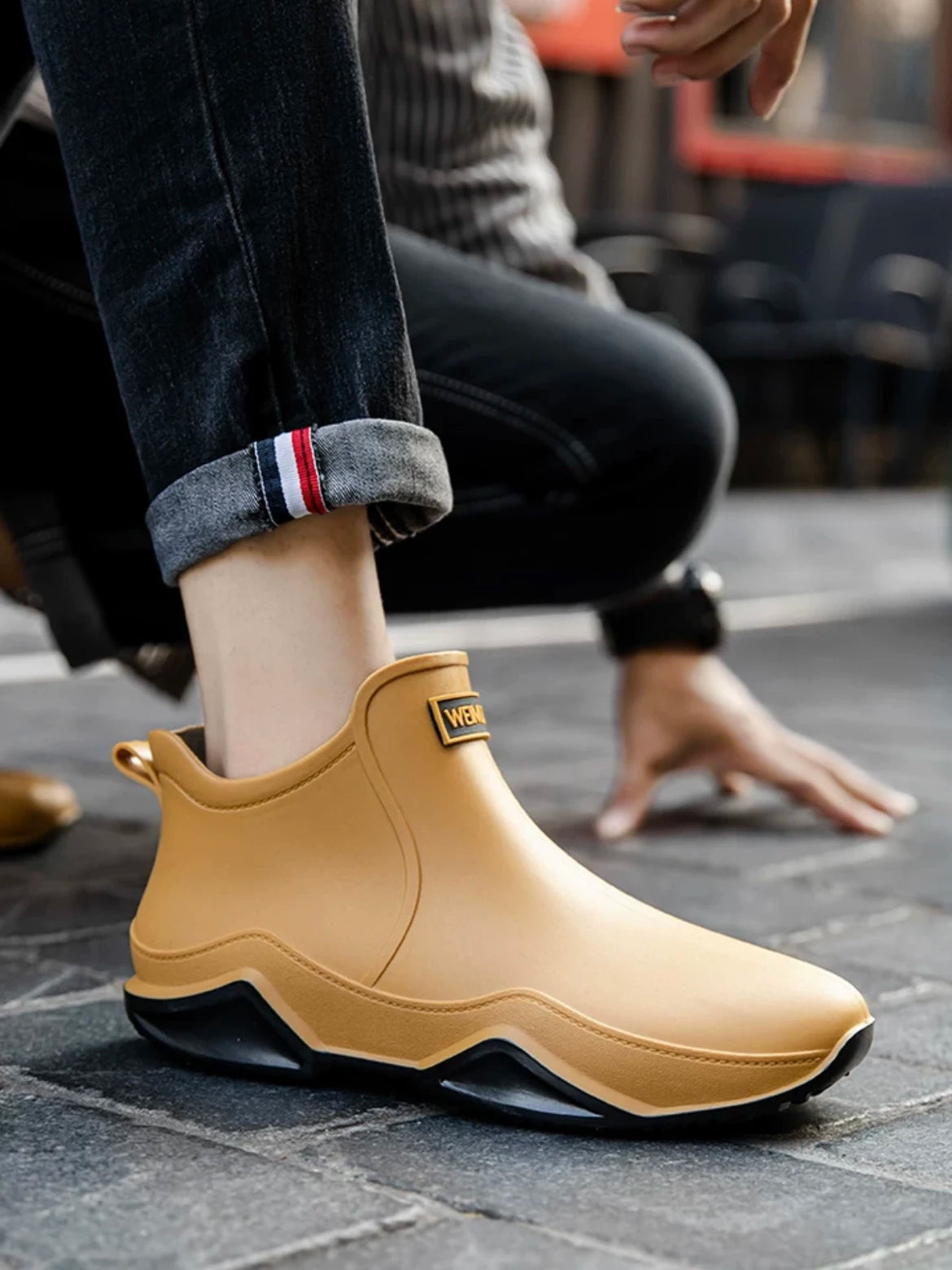 Bottine de Pluie Slip-On à Tige Courte et Semelle Épaisse - Hiverline