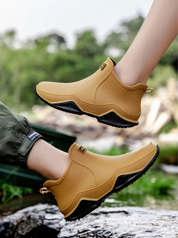 Bottine de Pluie Slip-On à Tige Courte et Semelle Épaisse - Hiverline