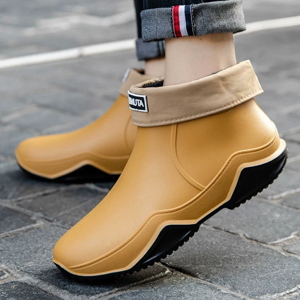Bottine de Pluie Slip-On à Tige Courte et Semelle Épaisse - Hiverline