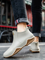 Bottine de Pluie Slip-On à Tige Courte et Semelle Épaisse - Hiverline