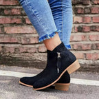 Bottines Femme à Cheville Zippées Talon Bloc Casual Automne Hiver - Hiverline