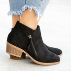Bottines Femme à Cheville Zippées Talon Bloc Casual Automne Hiver - Hiverline