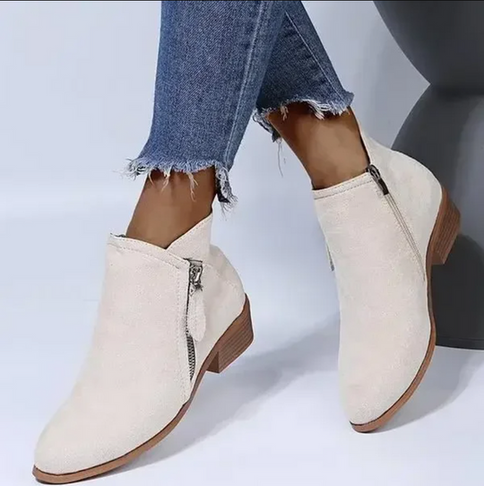 Bottines Femme à Cheville Zippées Talon Bloc Casual Automne Hiver - Hiverline