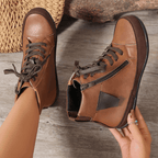 Bottines Femme à Lacets Fermeture Éclair Latérale Bout Rond Casual Automne Hiver - Hiverline
