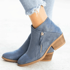 Bottines Femme à Talon Bloc Fermeture Éclair Latérale Bout Pointu Casual - Hiverline