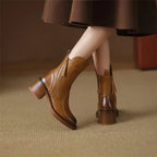 Bottines Femme à Talon Bloc Zippées Bout Rond Chelsea Style Casual Automne - Hiverline