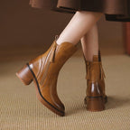 Bottines femme bout pointu talon carré fermeture éclair latérale - Hiverline