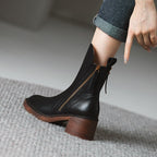 Bottines femme bout pointu talon carré fermeture éclair latérale - Hiverline