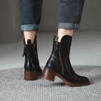 Bottines femme bout pointu talon carré fermeture éclair latérale - Hiverline