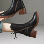 Bottines femme bout pointu talon carré fermeture éclair latérale - Hiverline