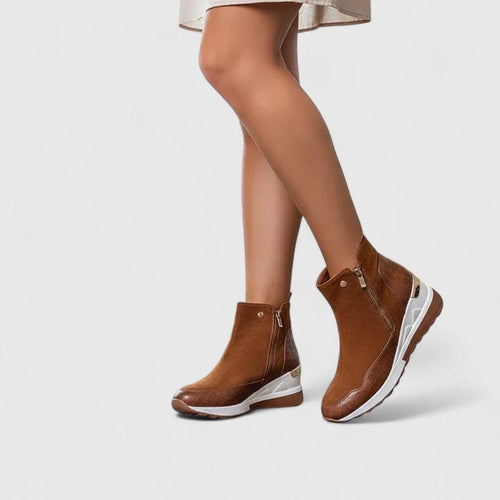 Bottines Femme Compensées Fermeture Éclair Motif Croco - Hiverline