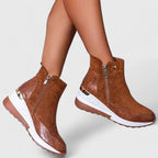 Bottines Femme Compensées Fermeture Éclair Motif Croco - Hiverline