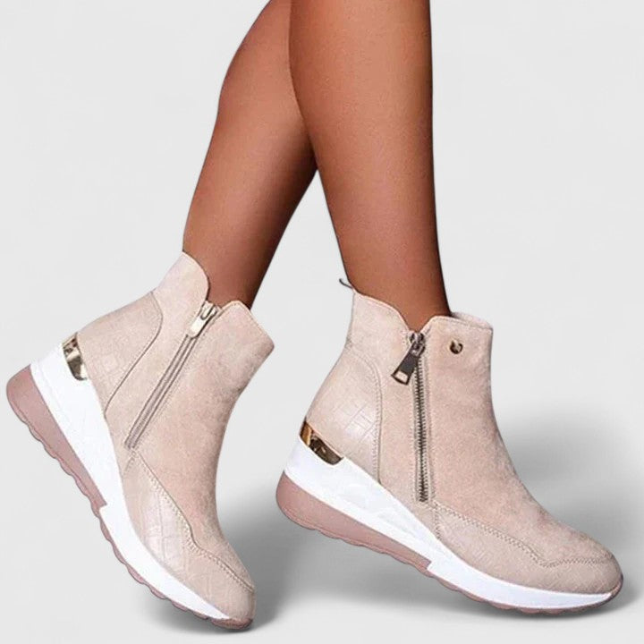 Bottines Femme Compensées Fermeture Éclair Motif Croco - Hiverline