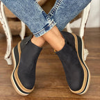 Bottines Femme Compensées Plateforme Rayée Fermeture Éclair - Hiverline