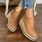Bottines Femme Compensées Plateforme Rayée Fermeture Éclair - Hiverline