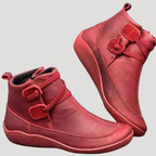 Bottines Femme en Cuir à Boutons Bout Rond Semelle Confort - Hiverline