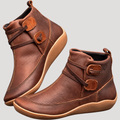 Bottines Femme en Cuir à Boutons Bout Rond Semelle Confort - Hiverline