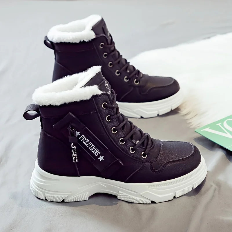 Bottines Femme Fourrées Hiver Plateforme Lacets Fermeture Éclair Mode Casual - Hiverline