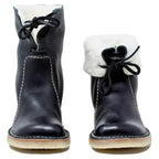 Bottines Fourrées Femme en Cuir Grainé Lacets Shearling Hiver - Hiverline