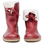 Bottines Fourrées Femme en Cuir Grainé Lacets Shearling Hiver - Hiverline