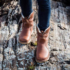 Bottines Fourrées Femme en Cuir Grainé Lacets Shearling Hiver - Hiverline