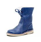 Bottines Fourrées Femme en Cuir Grainé Lacets Shearling Hiver - Hiverline