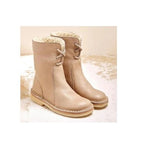 Bottines Fourrées Femme en Cuir Grainé Lacets Shearling Hiver - Hiverline