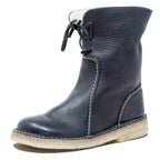 Bottines Fourrées Femme en Cuir Grainé Lacets Shearling Hiver - Hiverline