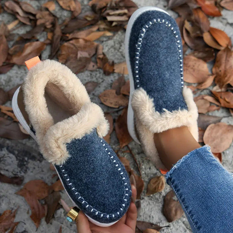 Bottines Fourrées Femme Slip-On Tige Courte Semelle Plate - Hiverline