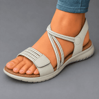 Leichte Damensandalen mit gekreuzten elastischen Riemen, offenem Zehenbereich, lässig, Sommer